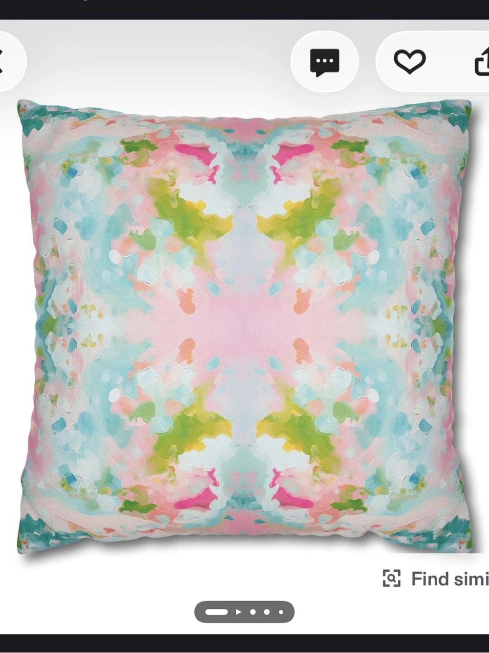 Blue, Green & Pink Snowdrops No.2 Decorative Pillow Cover by
